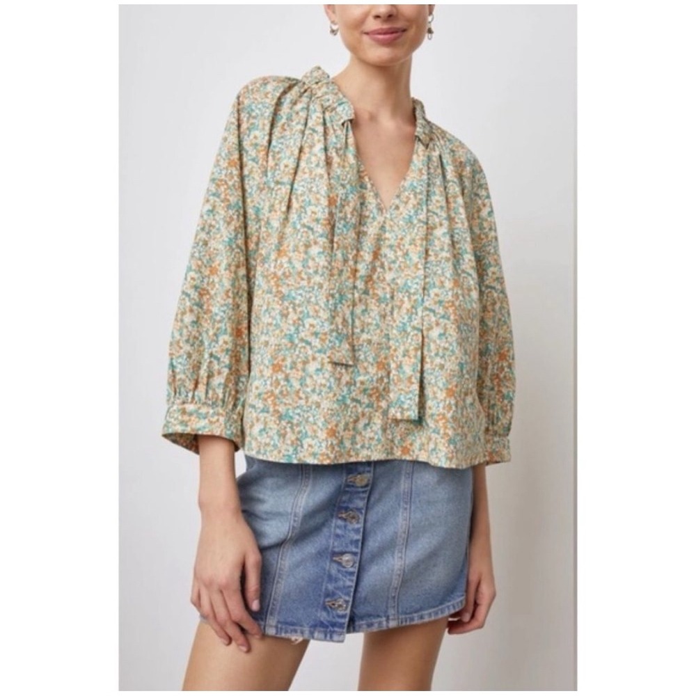 Rails Amal Cassia Floral Tie Neck Blouse‎ Women's S